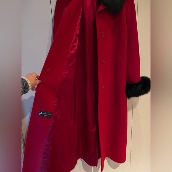 Stunning ❤️ Vintage ‼️ Wool & Cashmere Coat With Removable Fur Collar & Cuffs - Picture 3 of 11